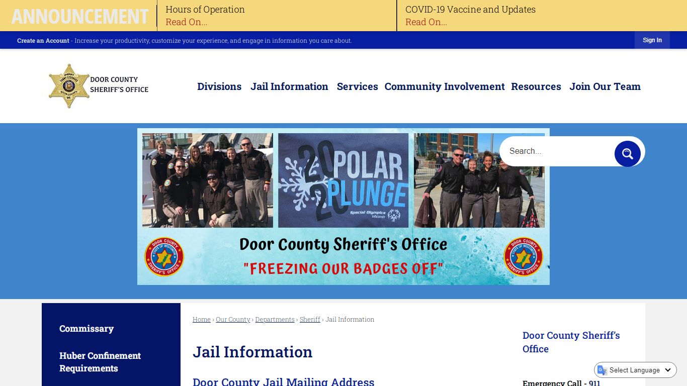 Jail Information | Door County, WI